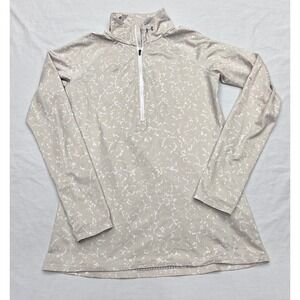 Under Armour ColdGear Womens Medium Tan Marble Print Fitted 1/4 Zip Pullover